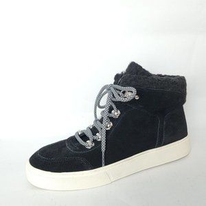 NEW Marc Fisher Summa Shearling Suede Platform Lace Up Boot Black Women's 8.5